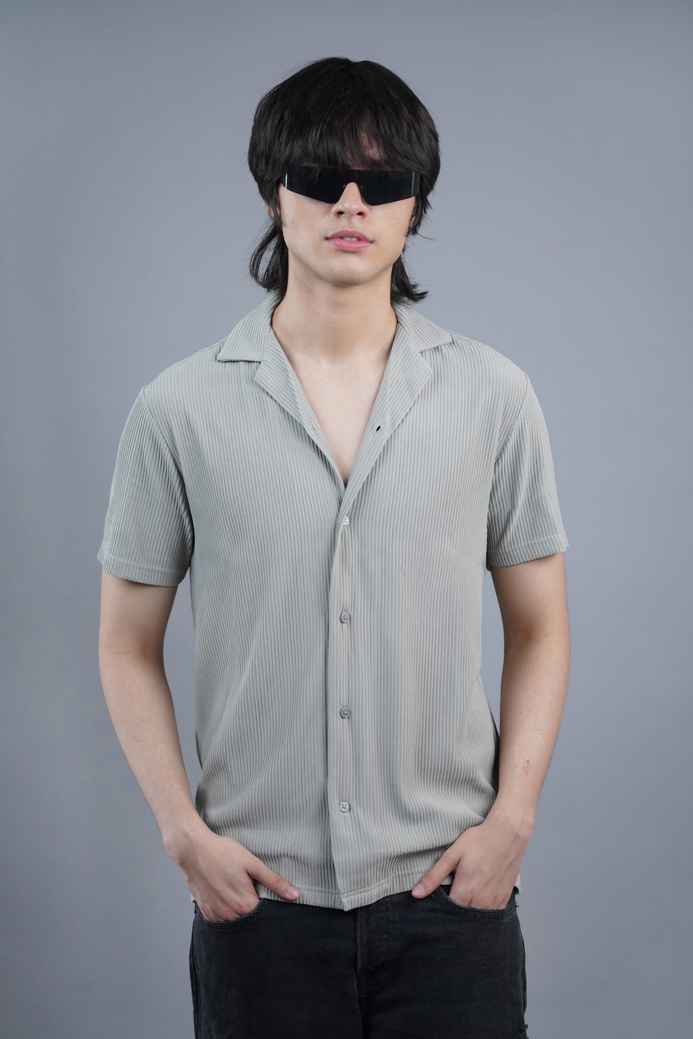 Broad Rib Cuban Steel Grey Shirt