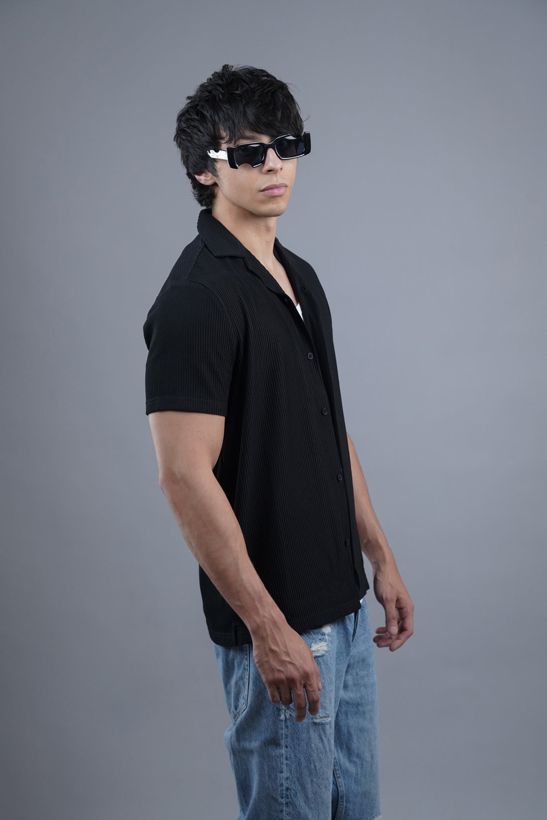 Broad Rib Cuban Black Shirt