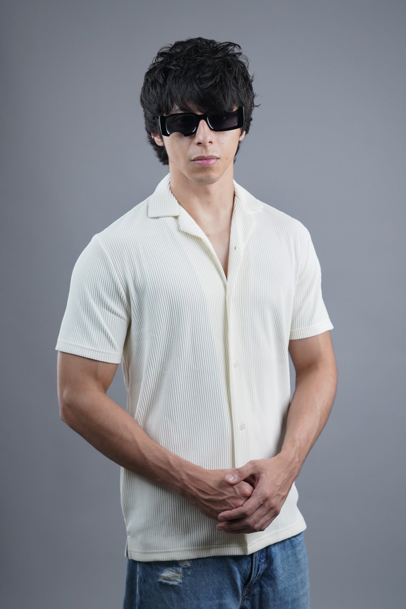 Broad Rib Cuban Cream Shirt