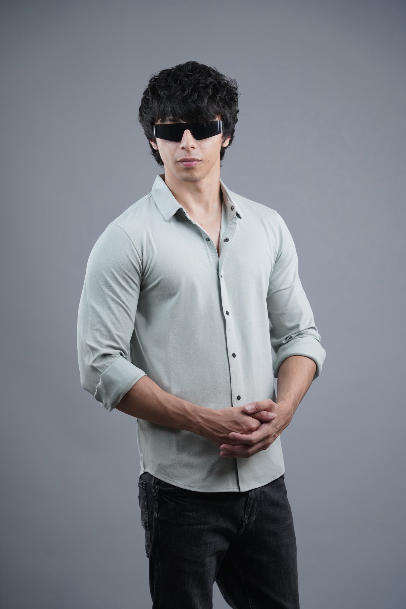 Structured Silver Twill Shirt