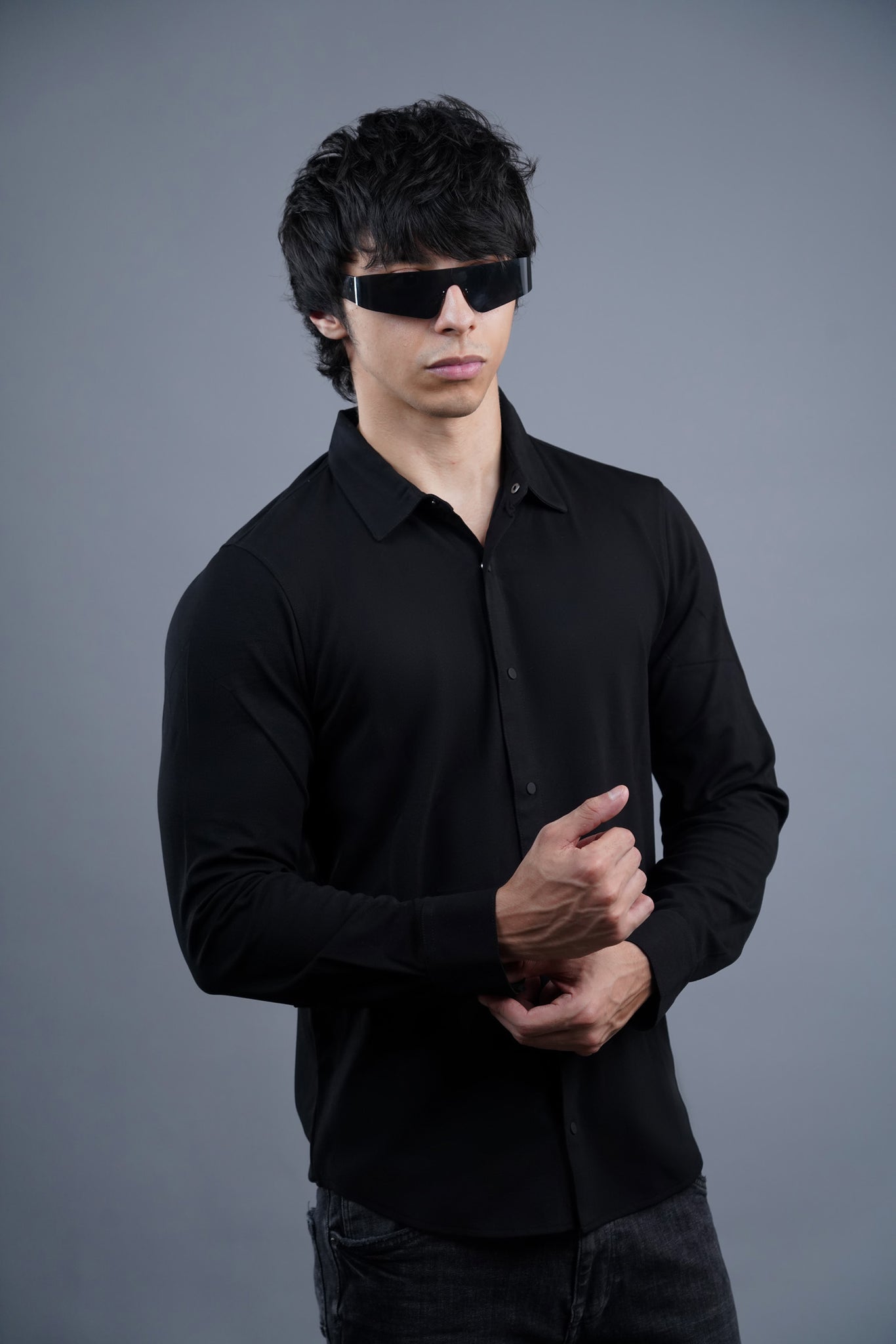 Structured Black Twill Shirt