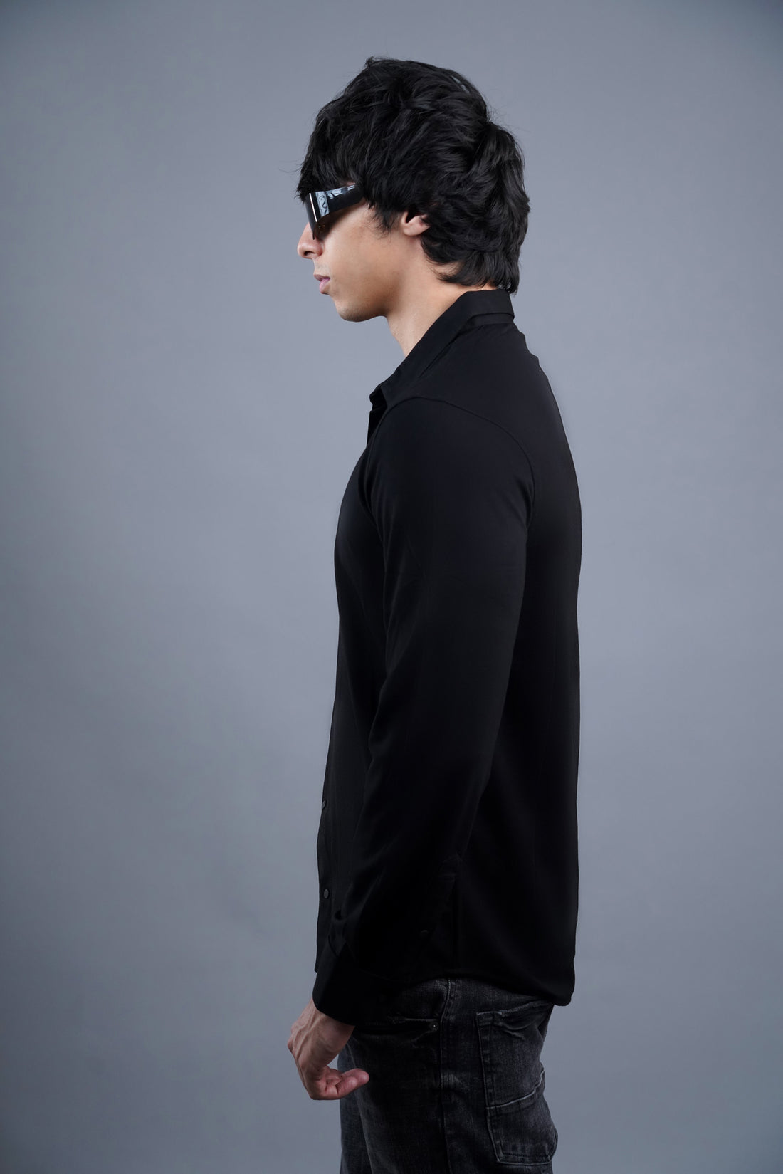 Structured Black Twill Shirt