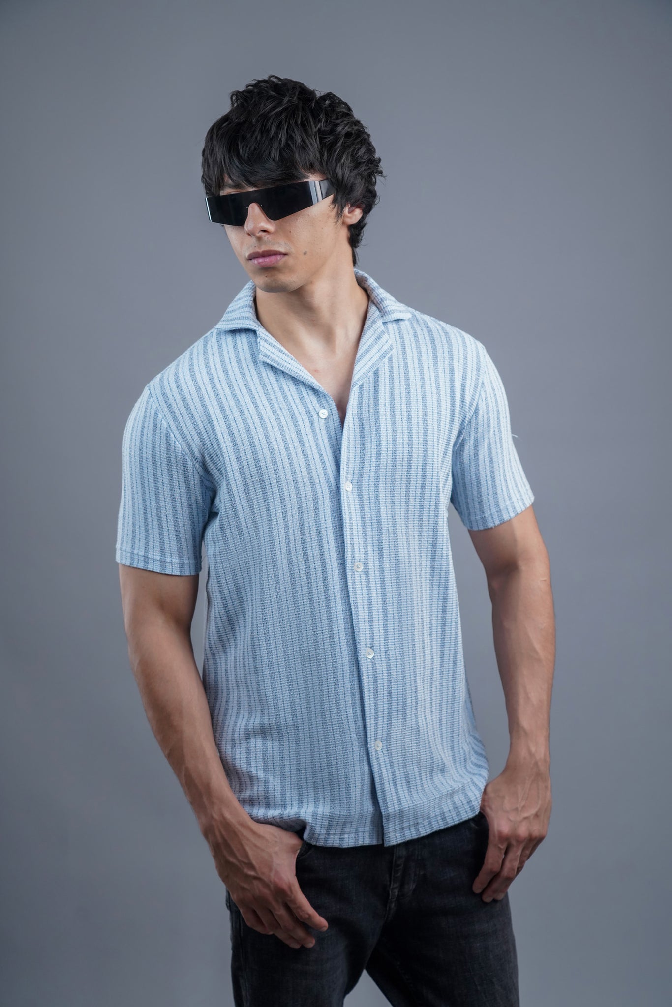 Lining Jacquard Blue Shirt