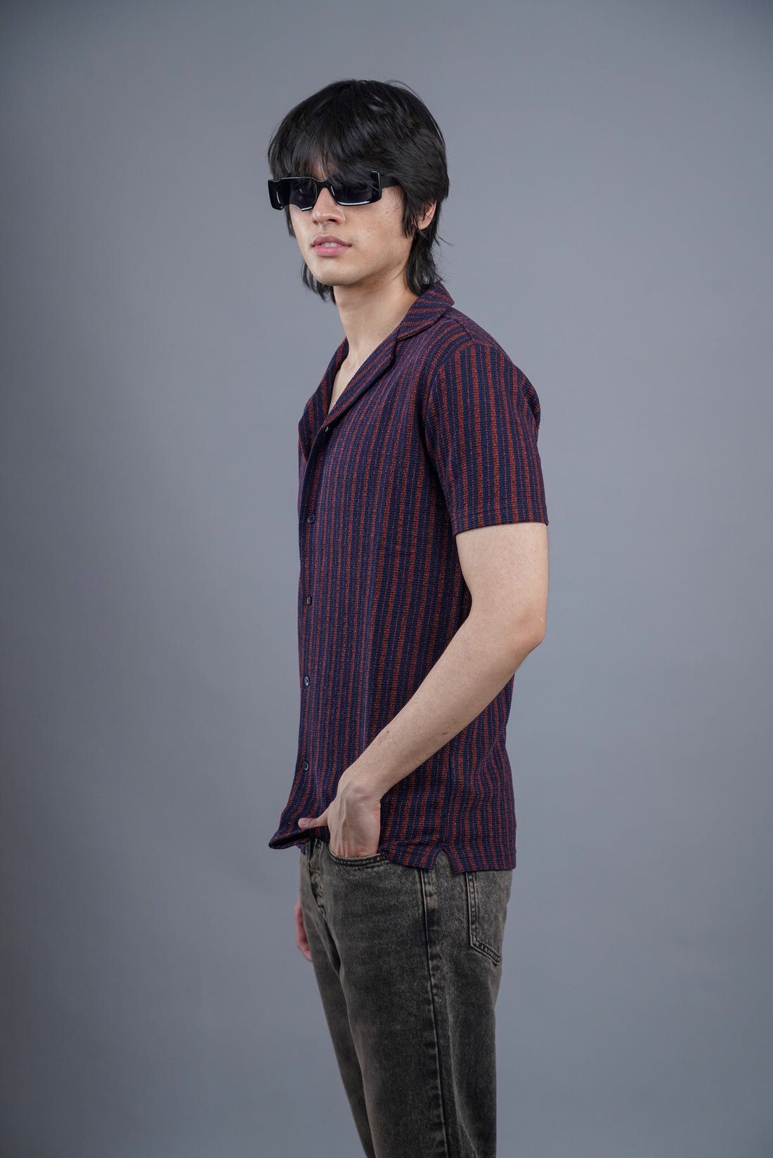 Lining Jacquard Maroon Shirt