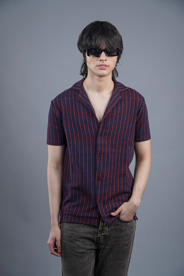 Lining Jacquard Maroon Shirt