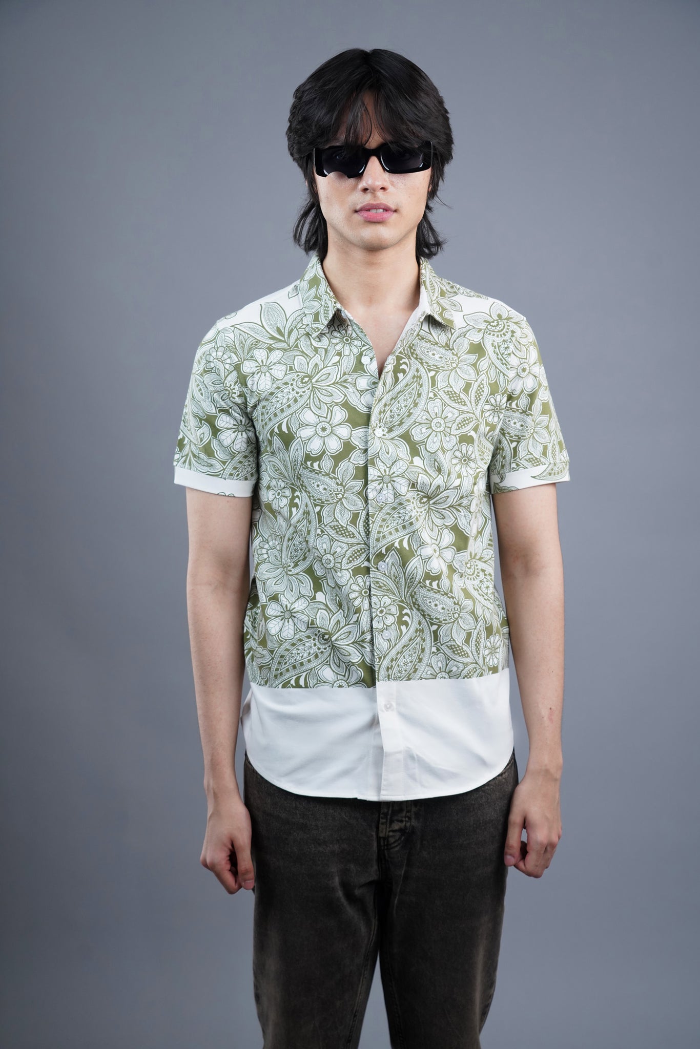 all over printed short sleeve Flower Print shirt