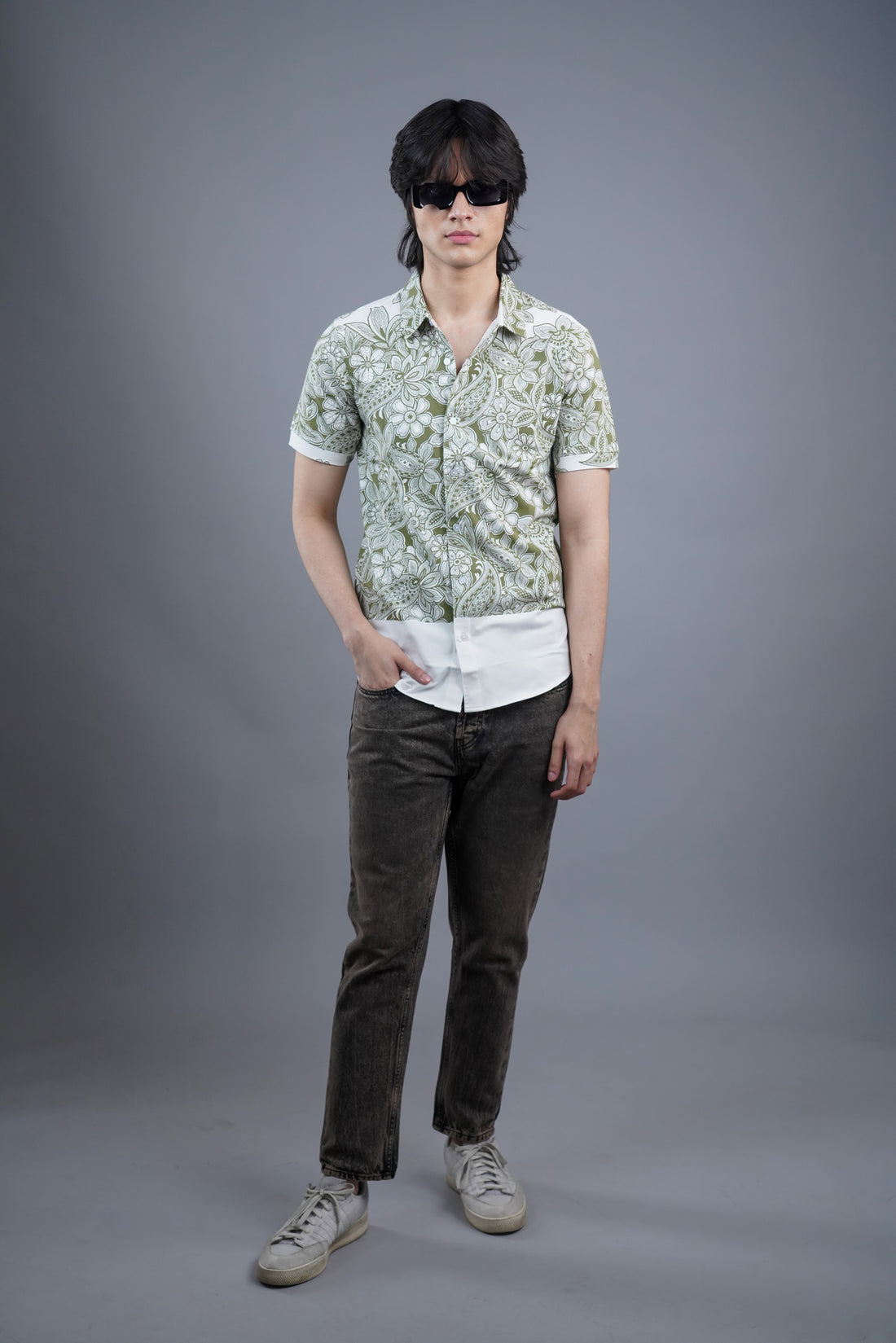 all over printed short sleeve Flower Print shirt