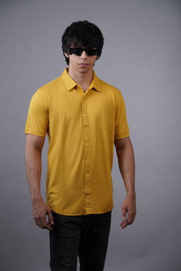 Self Checked Mustard Half Sleeve Shirt