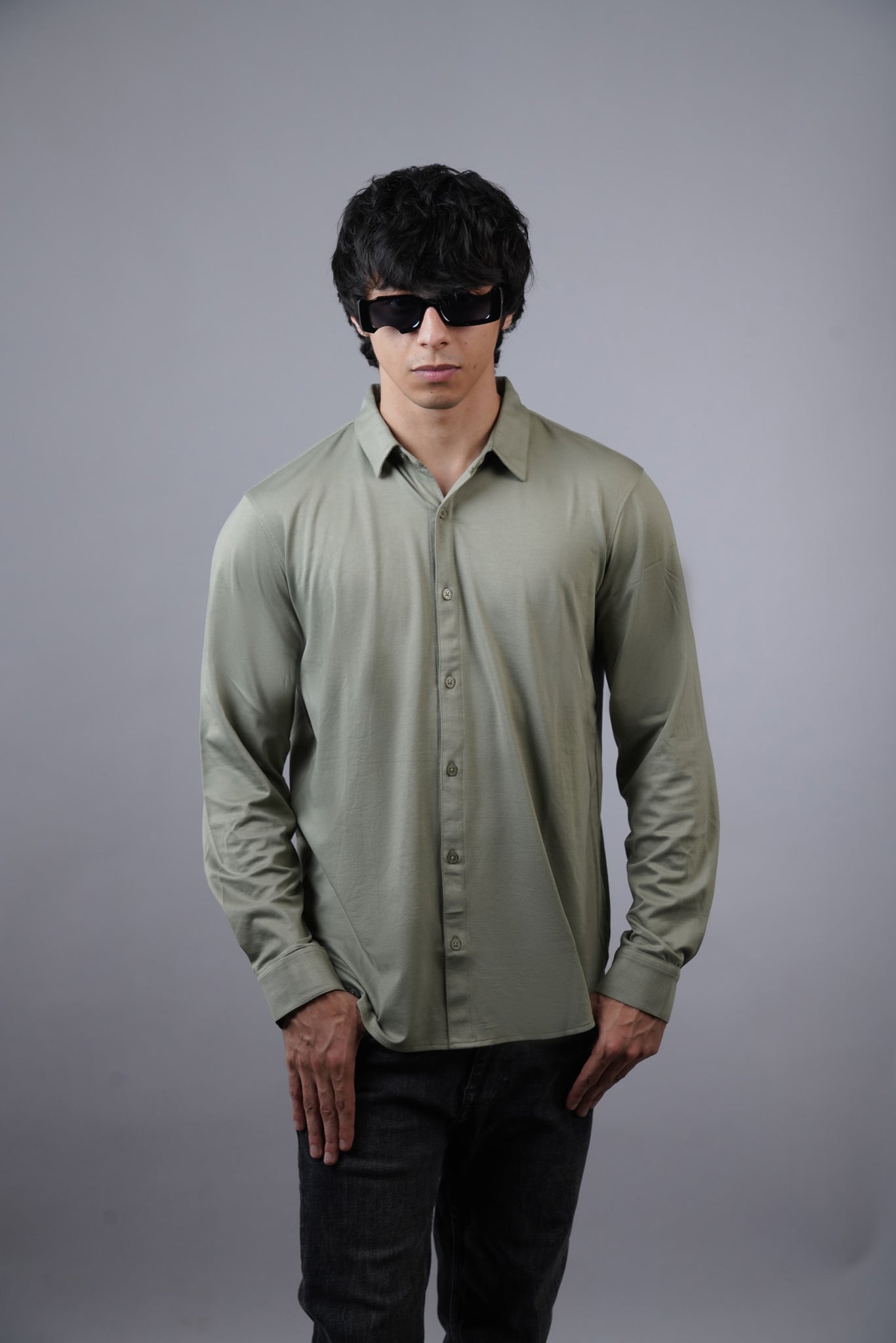 Dot Knit Light Pista Full Sleeve Shirt