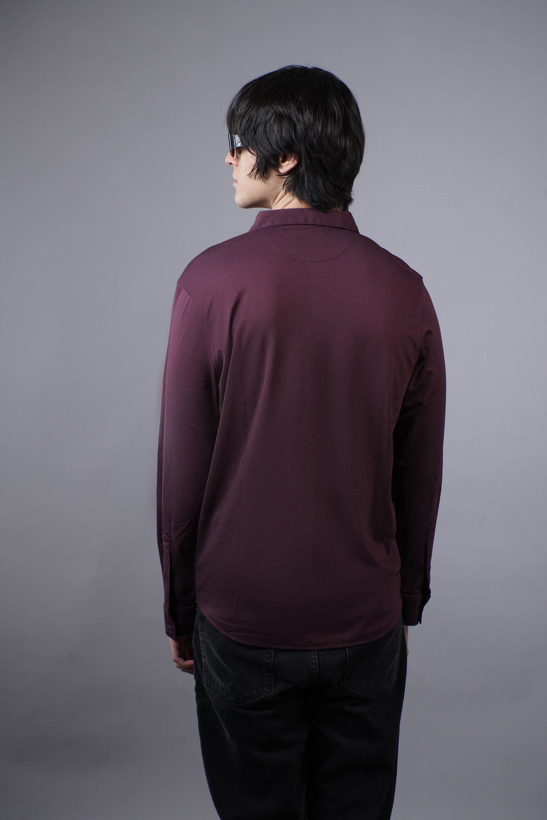 Dot Knit Maroon  Full Sleeve Shirt