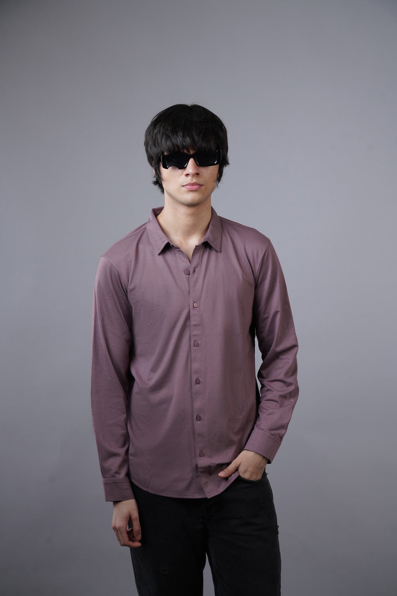 Dot Knit Lavendar Full Sleeve Shirt