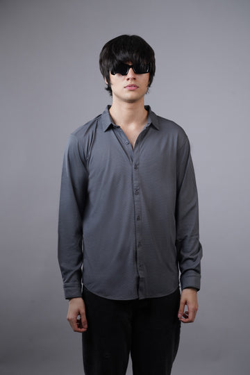 Dot Knit Dark Grey Full Sleeve Shirt