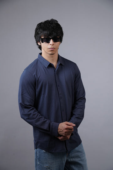 Dot Knit Navy Full Sleeve Shirt